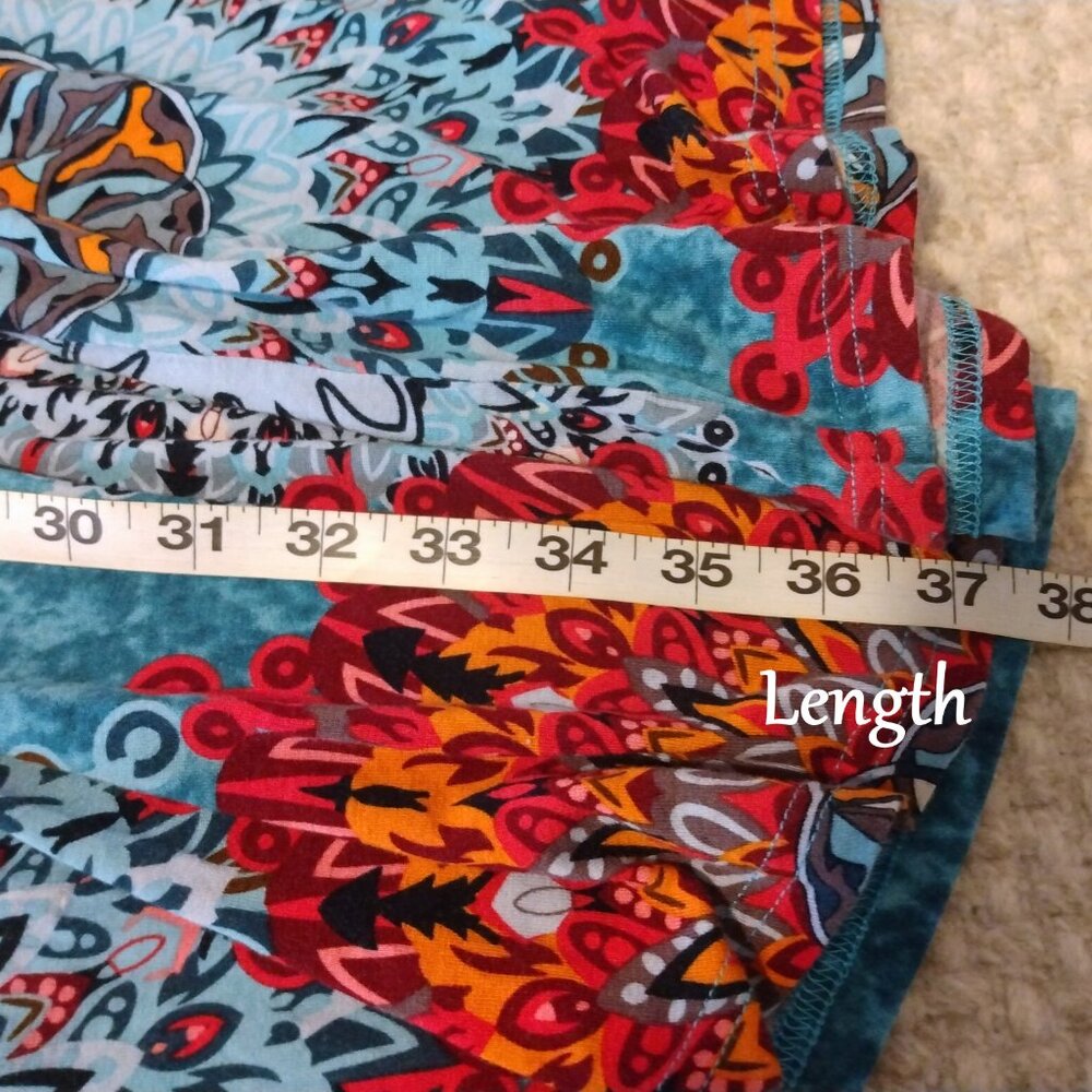 Dearcase Teal Mandala Print Swing Dress Plus XL Boho Festival Art-To-Wear Retro - Picture 5 of 9